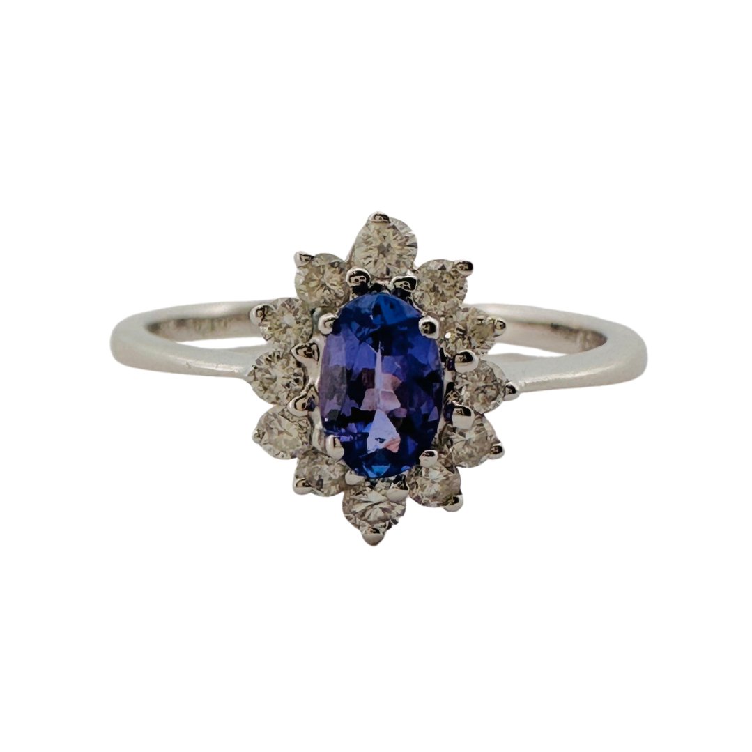 Bague Marguerite en or blanc, tanzanite et diamants - Castafiore