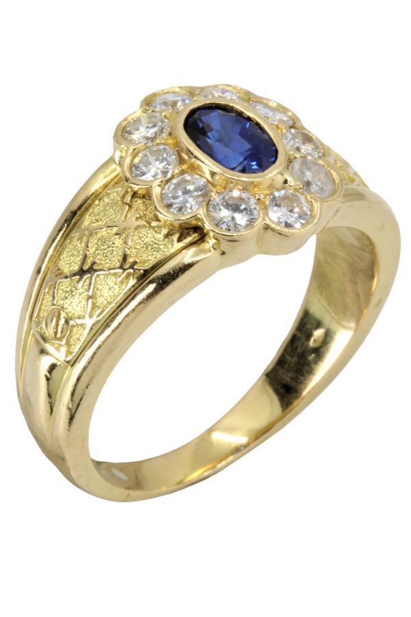 Bague Marguerite En Or Jaune Et En Saphir - Diamants - Castafiore