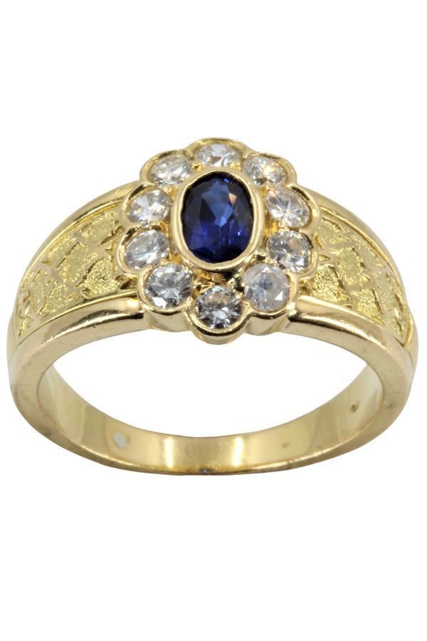 Bague Marguerite En Or Jaune Et En Saphir - Diamants - Castafiore