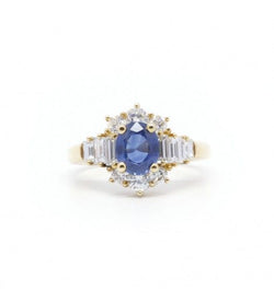 Bague Marguerite en or jaune, saphir et diamants - Castafiore