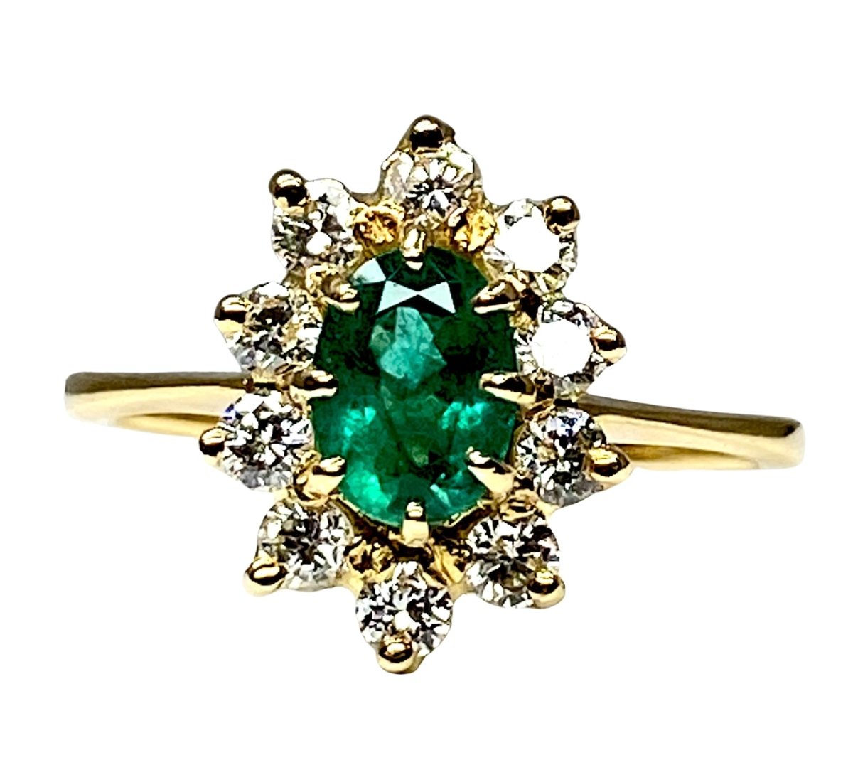 Bague Marguerite en or jaune,émeraude et diamants - Castafiore