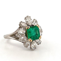 Bague Marguerite MAUBOUSSIN en or blanc, émeraude et diamants - Castafiore