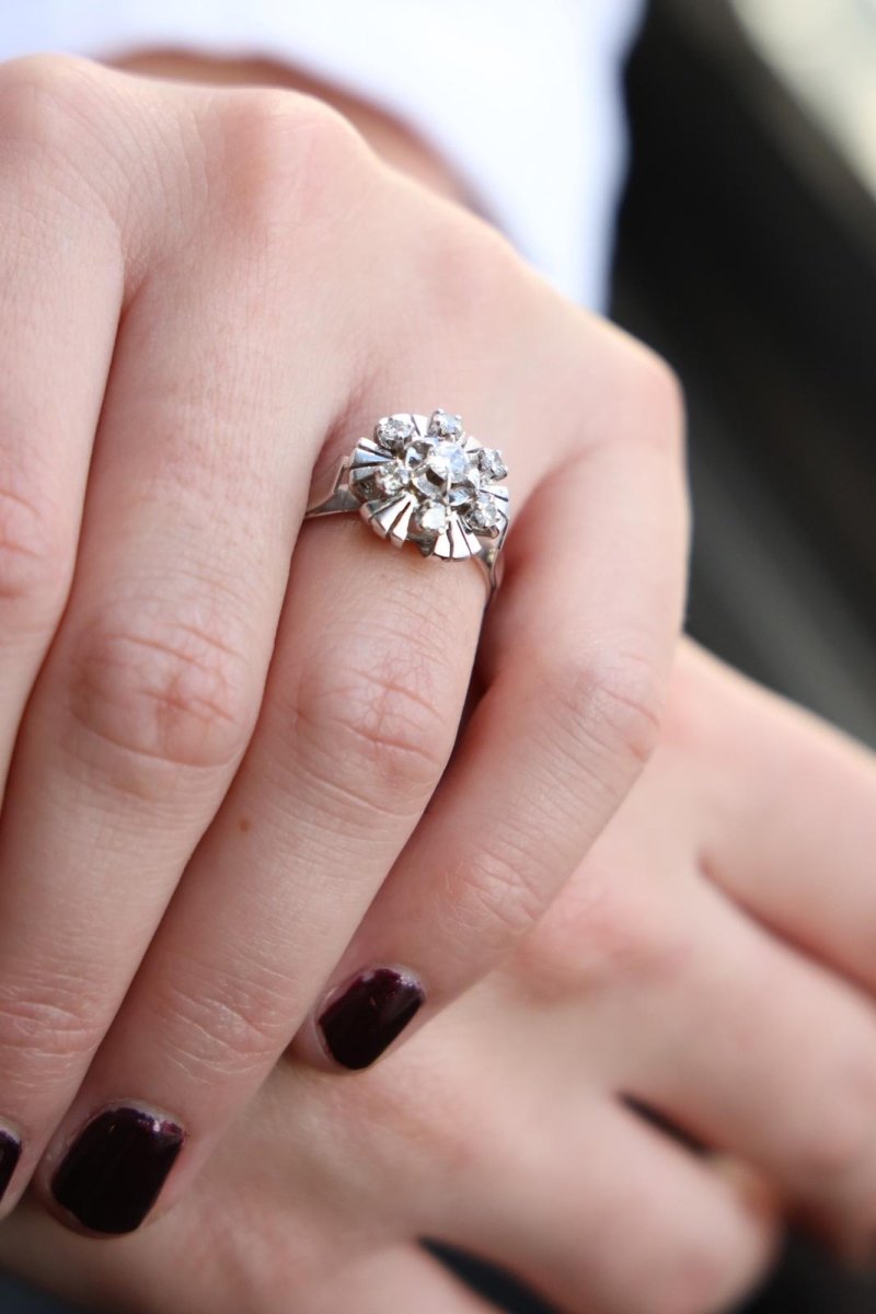 Bague Marguerite Or blanc Diamant - Castafiore