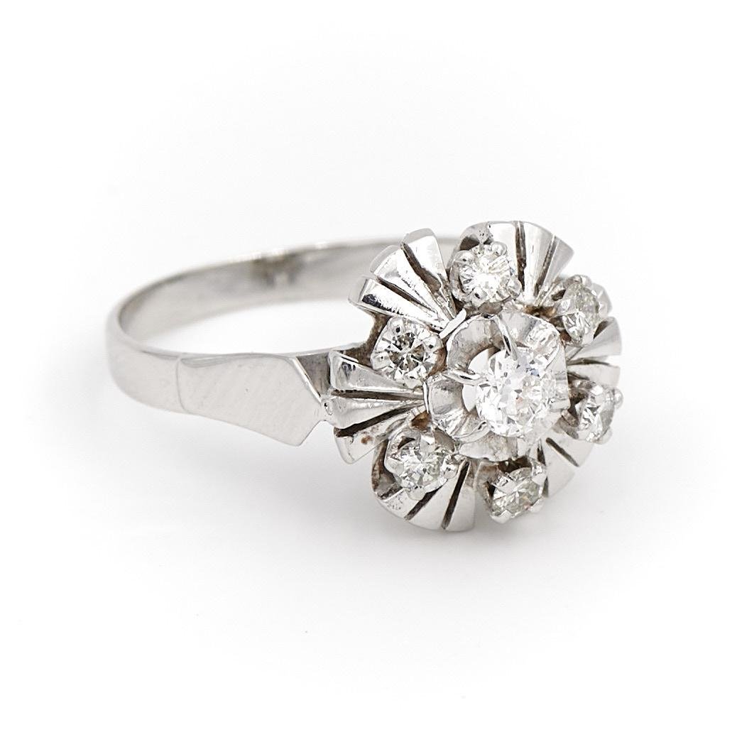 Bague Marguerite Or blanc Diamant - Castafiore