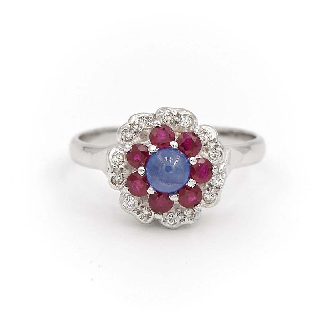 Bague Marguerite Or blanc Saphir - Castafiore