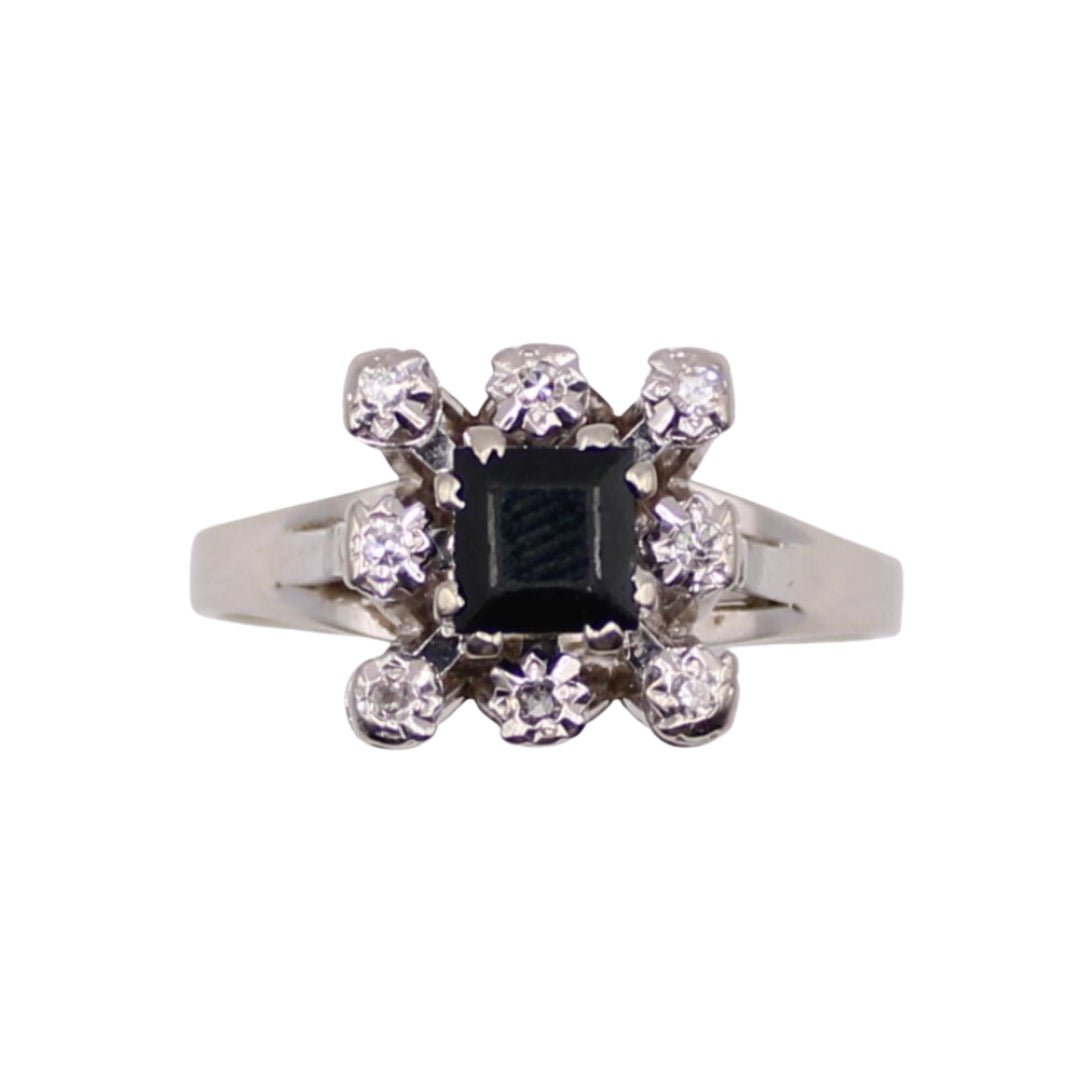 Bague Marguerite or blanc saphir et diamants - Castafiore