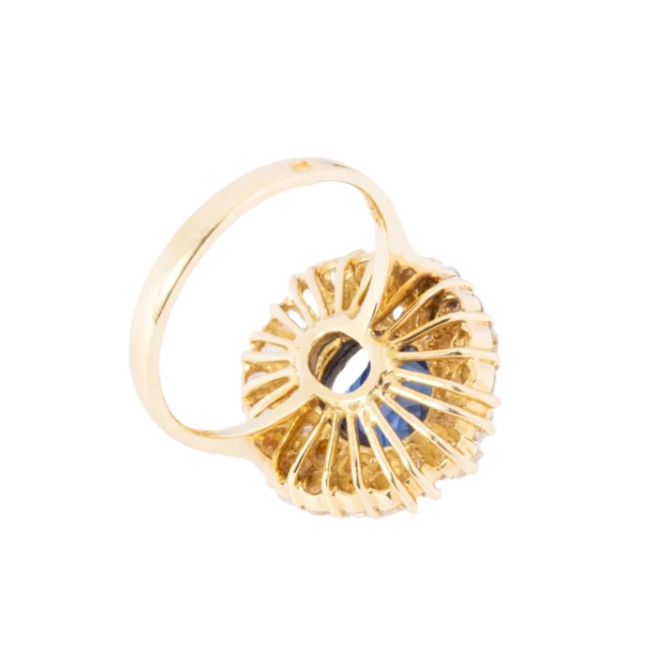 bague marguerite or jaune saphir et double entourage de diamants - Castafiore