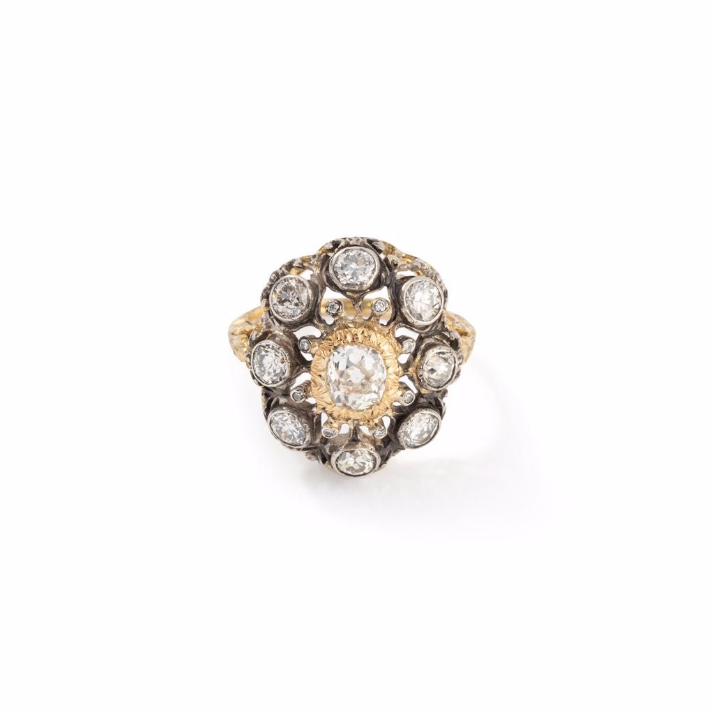 Bague Mario BUCCELLATI , vintage, en or jaune et argent - Castafiore