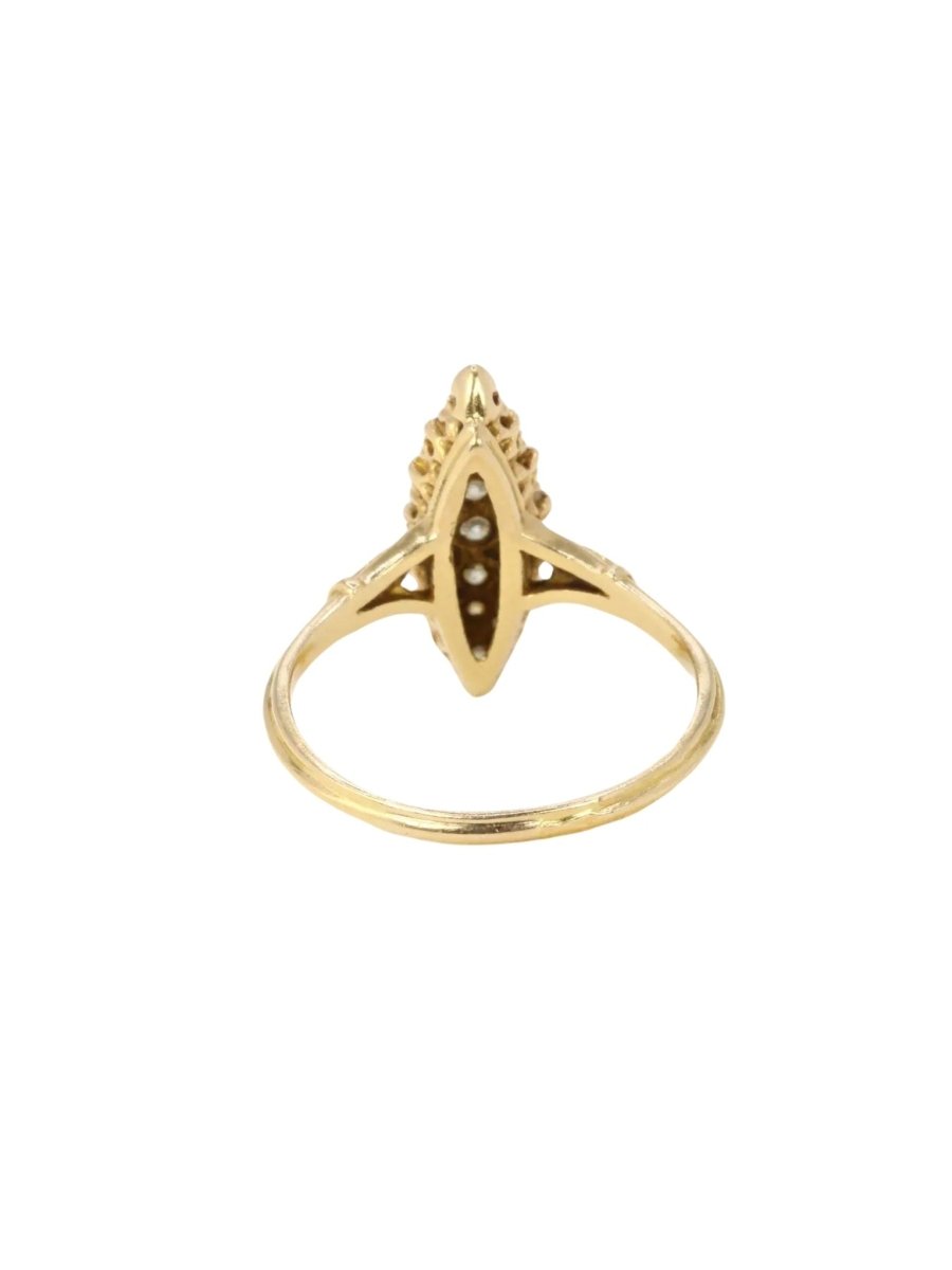 Bague Marquise en or jaune et diamants - Castafiore