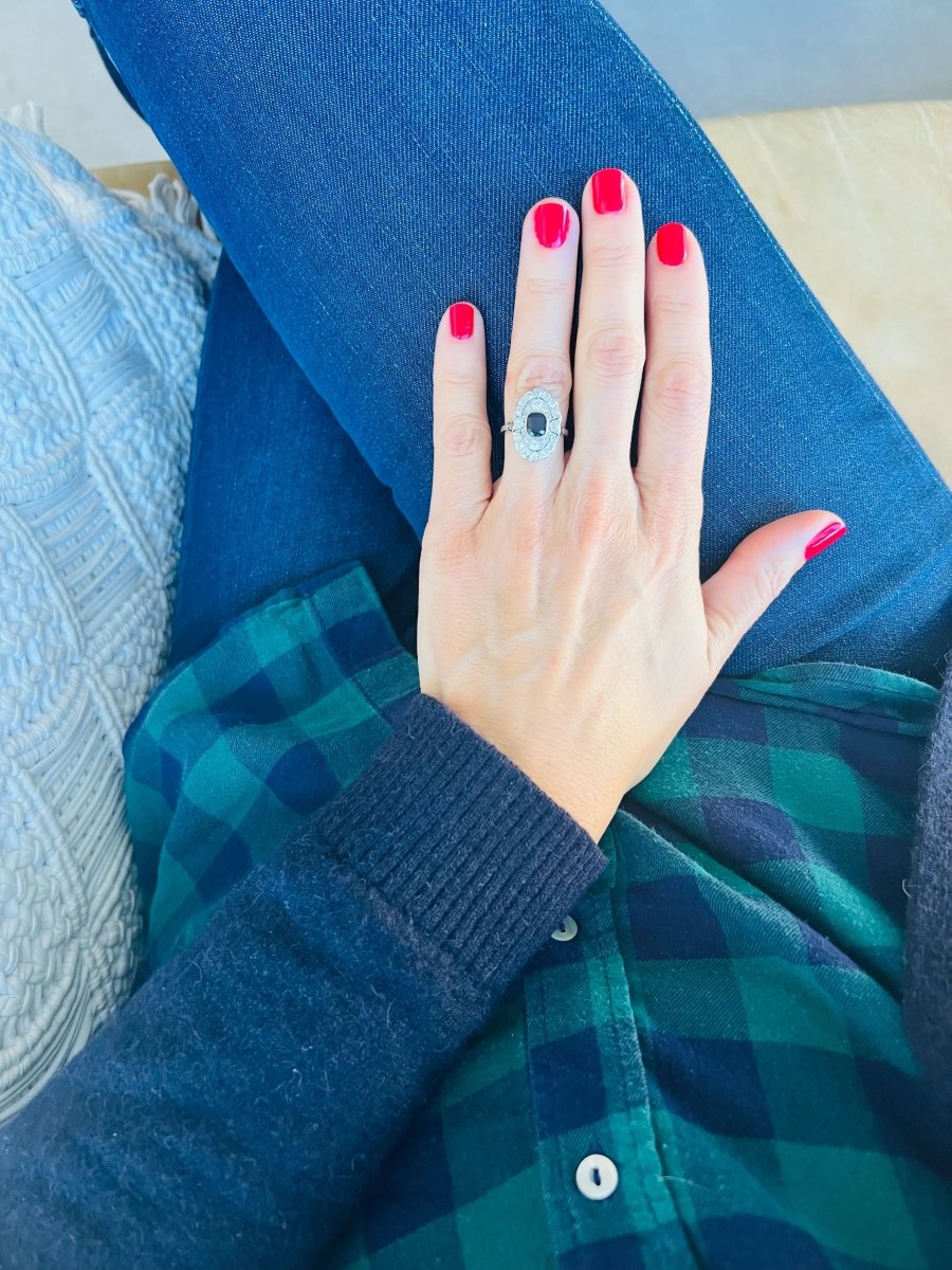 Bague marquise en platine - Castafiore