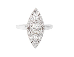 Bague marquise en platine et diamant - Castafiore