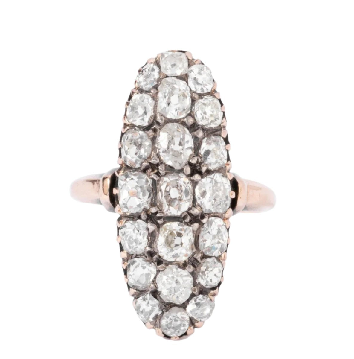 Bague marquise Napoléon III diamant taille ancienne - Castafiore