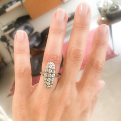 Bague marquise Napoléon III diamant taille ancienne - Castafiore