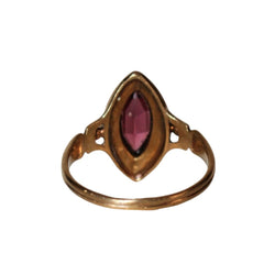 Bague Marquise Napoléon III En Or Jaune, Perles Et Grenat - Castafiore