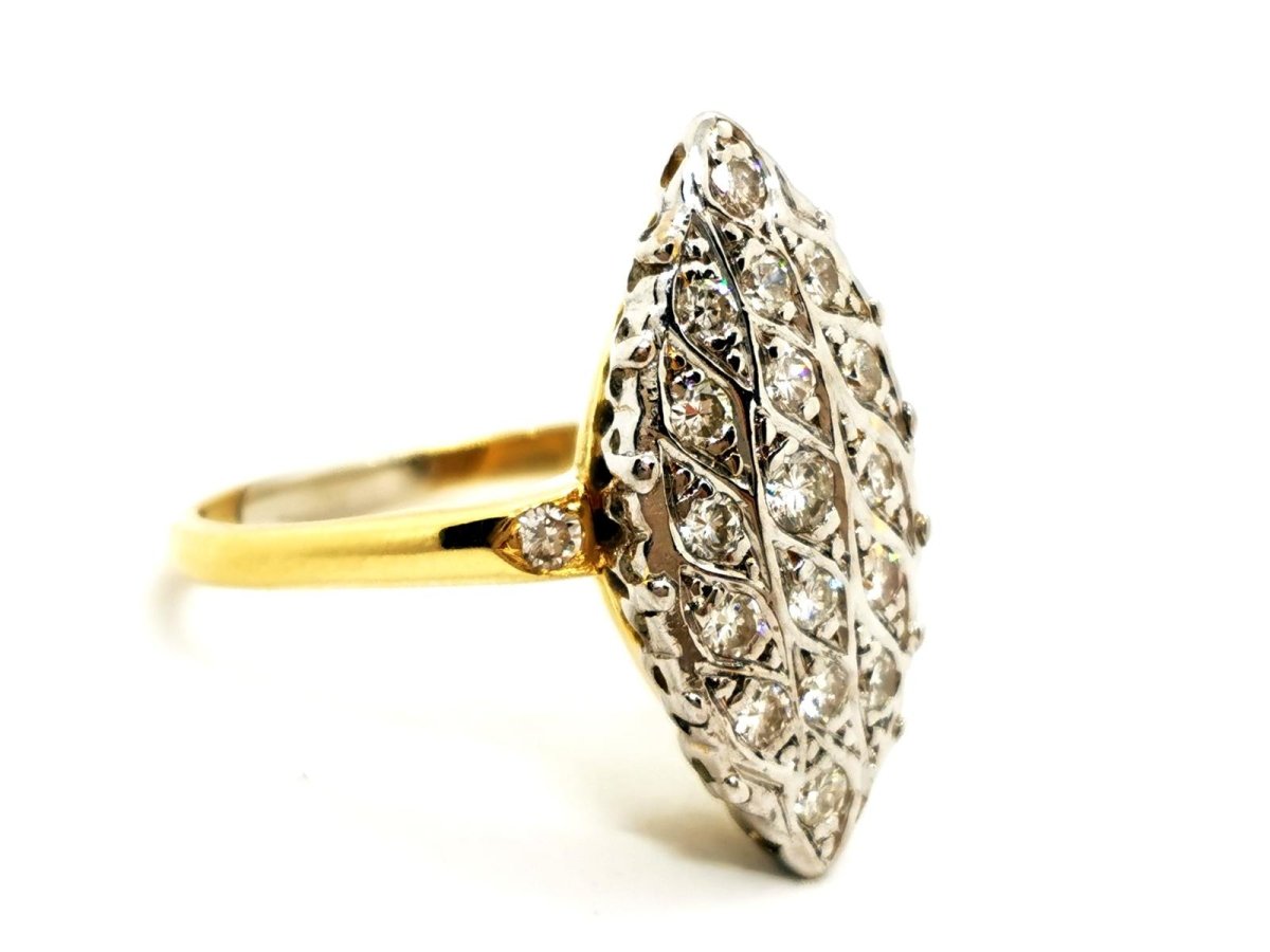 Bague Marquise Or blanc Diamant - Castafiore