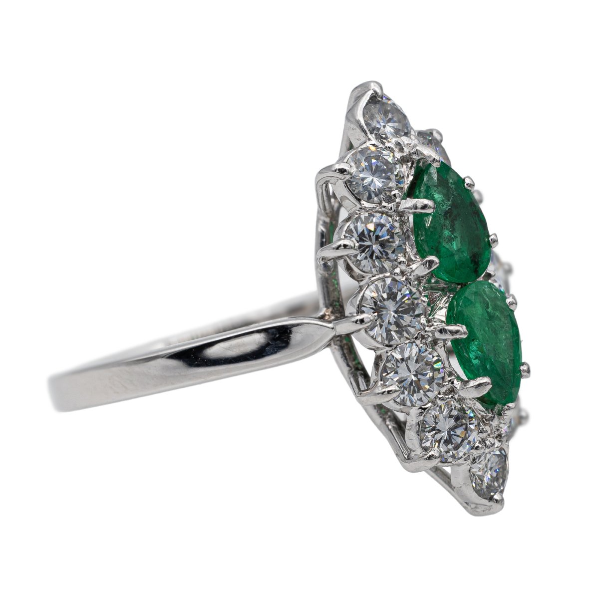 Bague Marquise Or blanc Emeraude - Castafiore