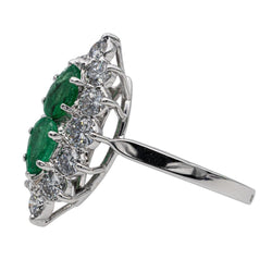 Bague Marquise Or blanc Emeraude - Castafiore