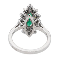 Bague Marquise Or blanc Emeraude - Castafiore