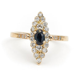 Bague Marquise Or jaune Saphir - Castafiore