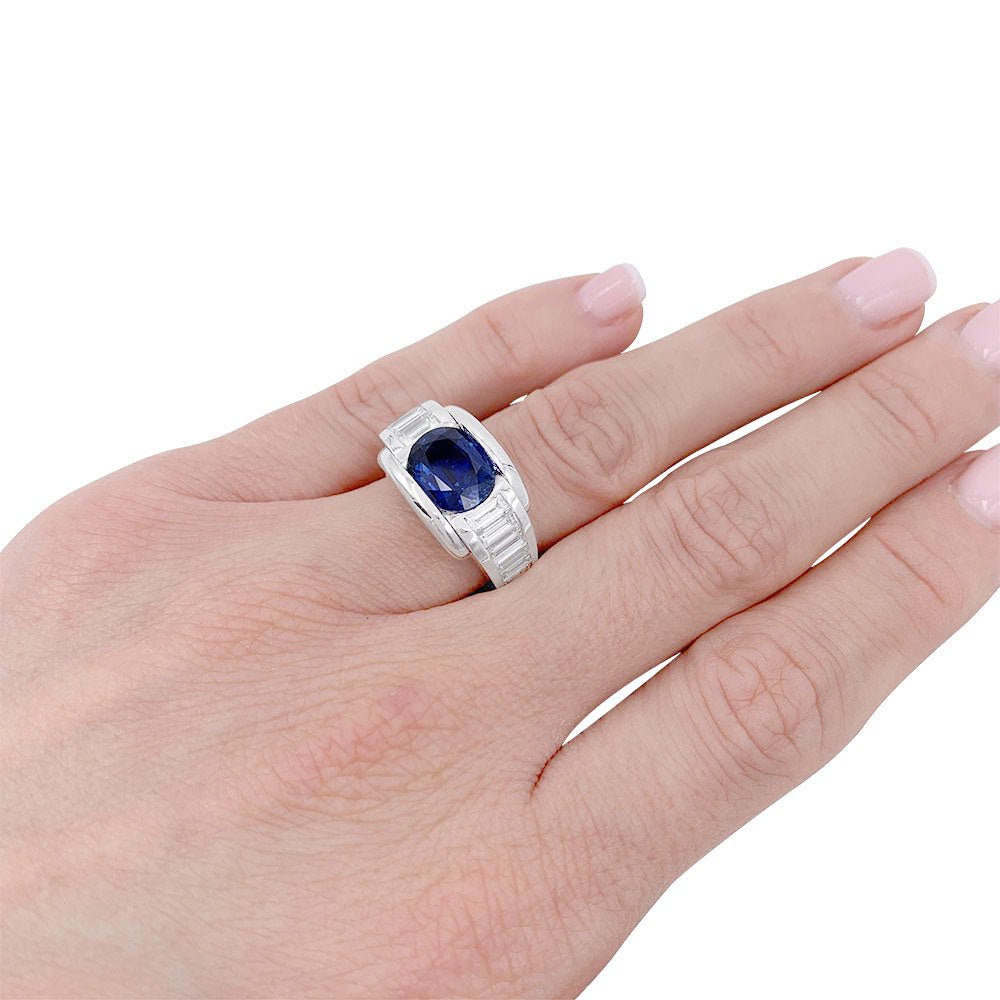 Bague Mauboussin, "Alessandra", or blanc, saphir, diamants - Castafiore