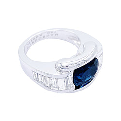 Bague Mauboussin, "Alessandra", or blanc, saphir, diamants - Castafiore