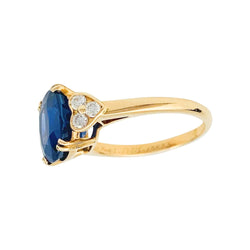 Bague MAUBOUSSIN, centrée d'un saphir ovale encadré de diamants - Castafiore