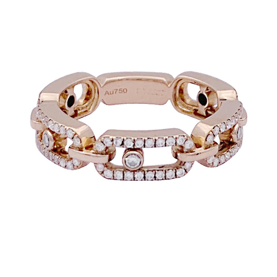 Bague Messika, "Move Link Multi Pavé", or rose, diamants. - Castafiore