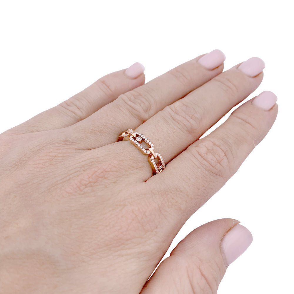 Bague Messika, "Move Link Multi Pavé", or rose, diamants. - Castafiore