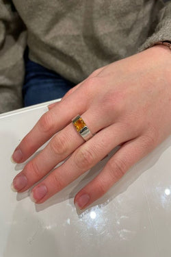 BAGUE MODERNE CITRINE MANDARINE - Castafiore