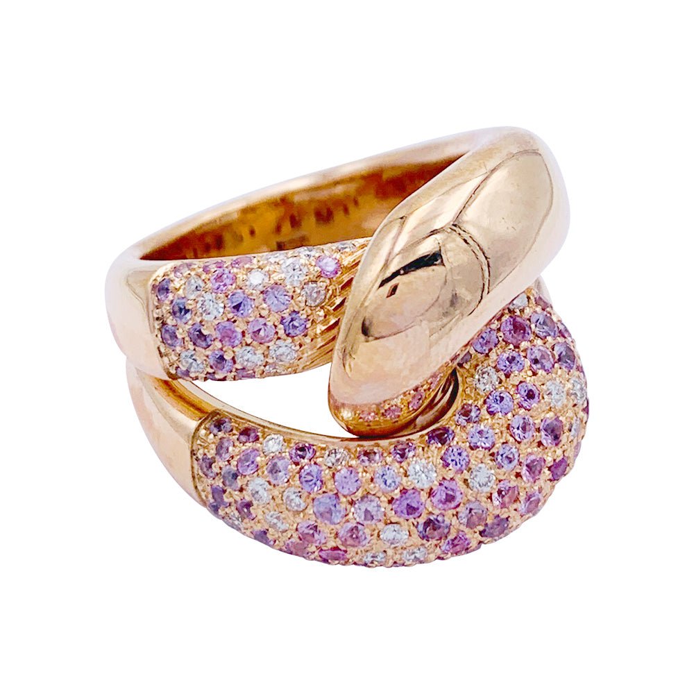 Bague "Noeud" or rose, diamants, saphirs roses - Castafiore