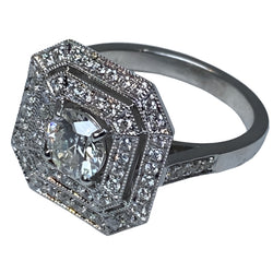 Bague octogonale en or 18 carats ornée de diamants - Castafiore