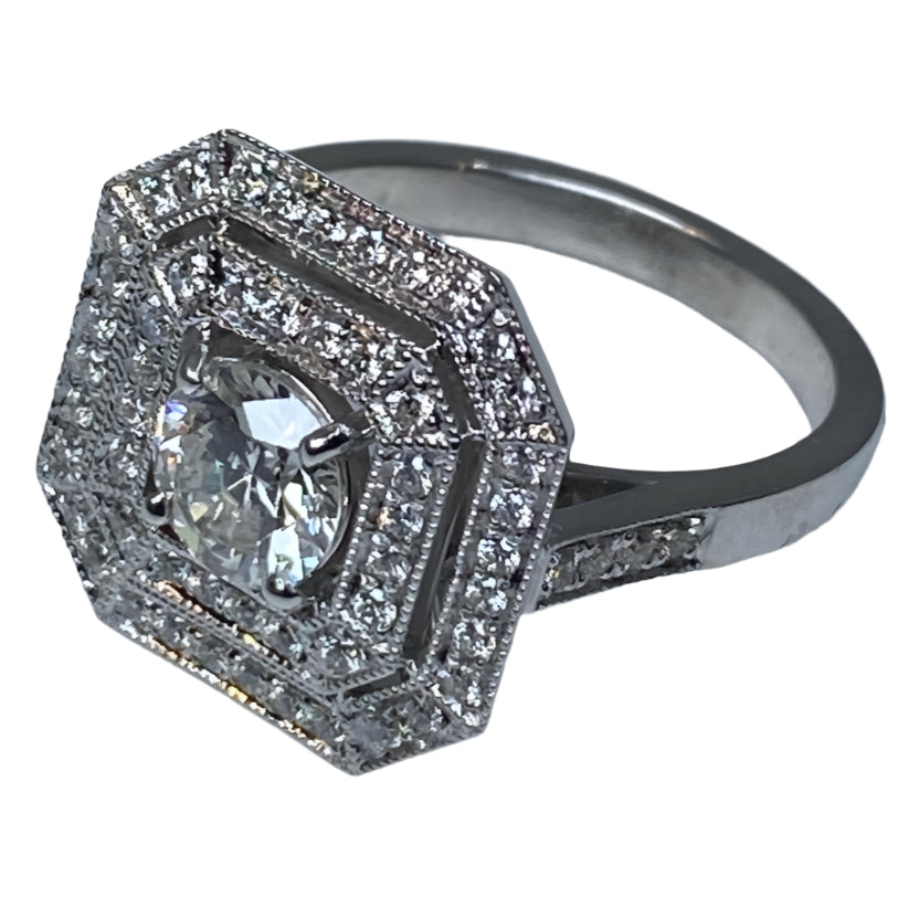 Bague octogonale en or 18 carats ornée de diamants - Castafiore