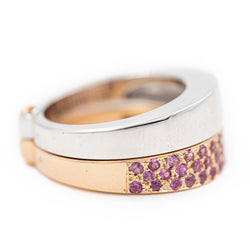 Bague O.J. PERRIN en or blanc et or rose, et saphirs - Castafiore