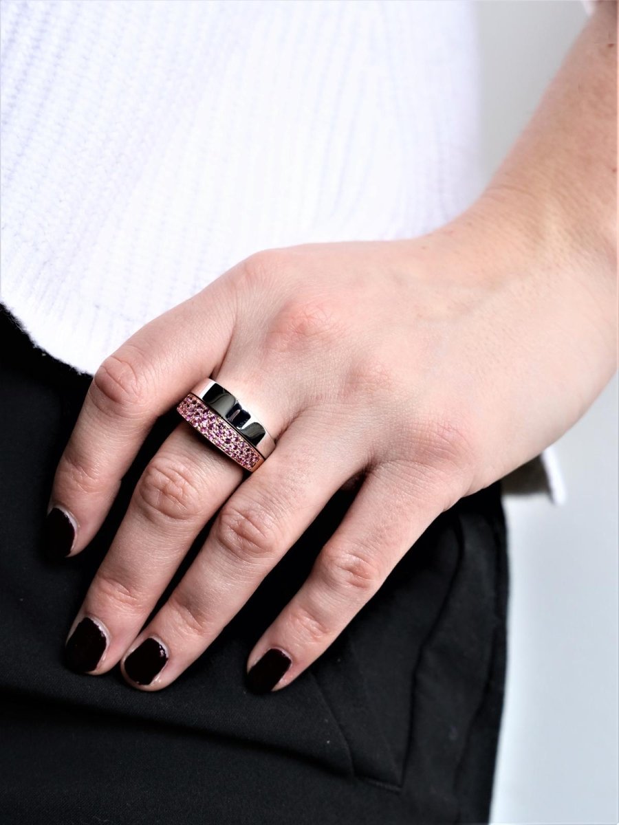 Bague O.J. PERRIN en or blanc et or rose, et saphirs - Castafiore