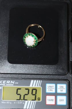 Bague Opale Blanche Et émeraudes - Castafiore