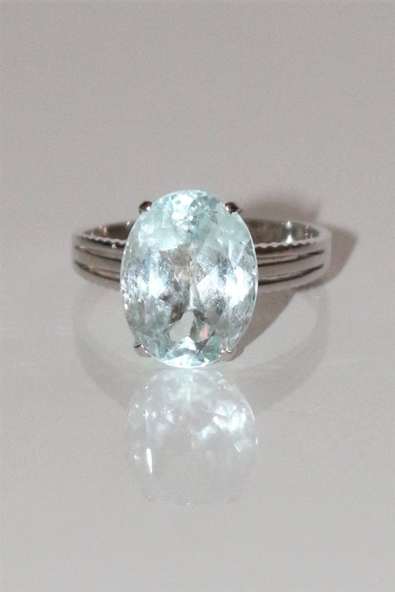 Bague Or Blanc Aigue-marine 4.66cts - Castafiore