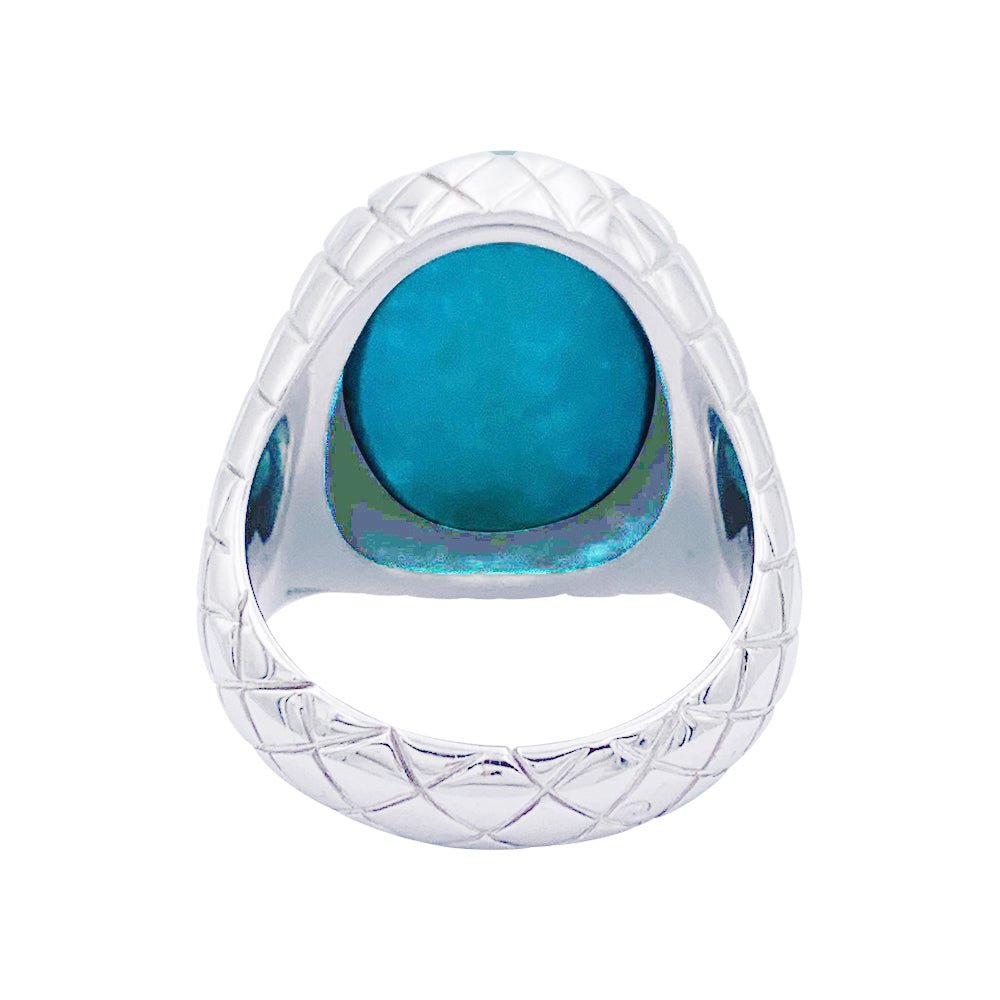 Bague or blanc, cabochon de turquoise - Castafiore