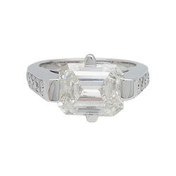 Bague or blanc, diamant taille émeraude 4 cts - Castafiore