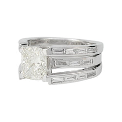 Bague or blanc, diamants coussin 2,01 carats - Castafiore