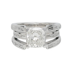 Bague or blanc, diamants coussin 2,01 carats - Castafiore