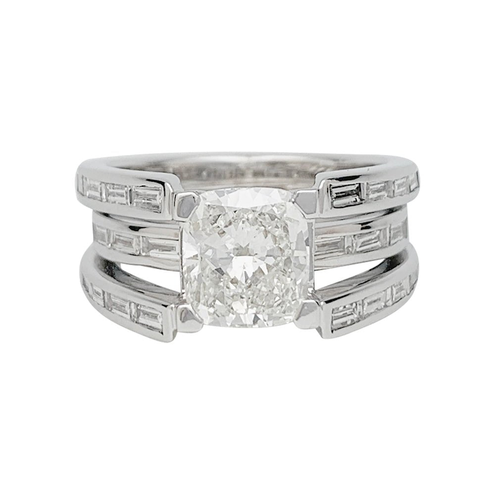 Bague or blanc, diamants coussin 2,01 carats - Castafiore