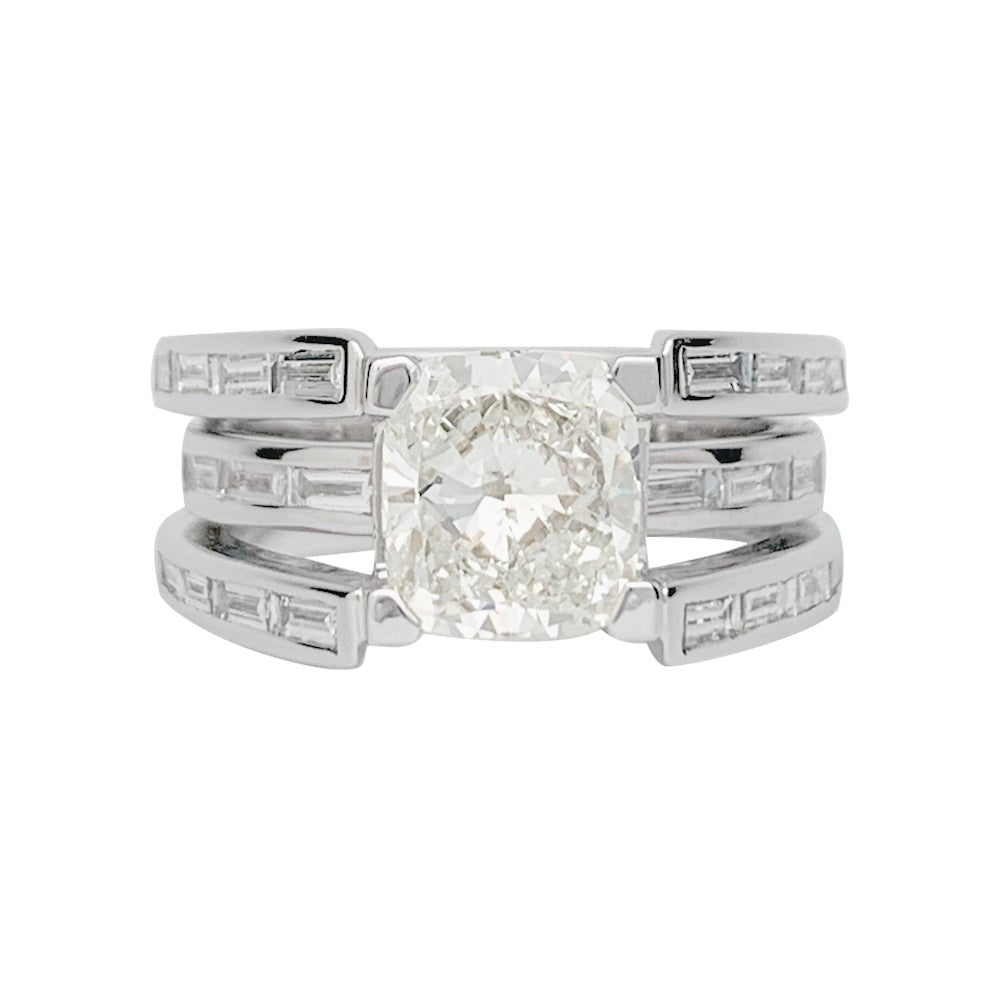 Bague or blanc, diamants coussin 2,01 carats - Castafiore