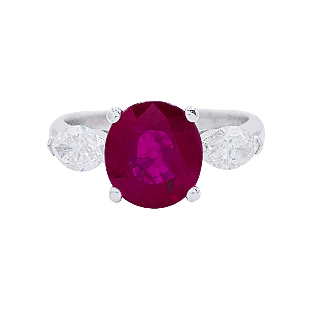 Bague or blanc, rubis et diamants - Castafiore