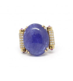 Bague - Or. diamants. Tanzanite et rubis - Castafiore