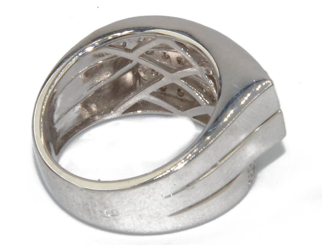 Bague or gris et diamant asymetrique - Castafiore
