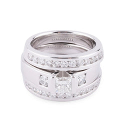 Bague or gris et diamant princesse - Castafiore