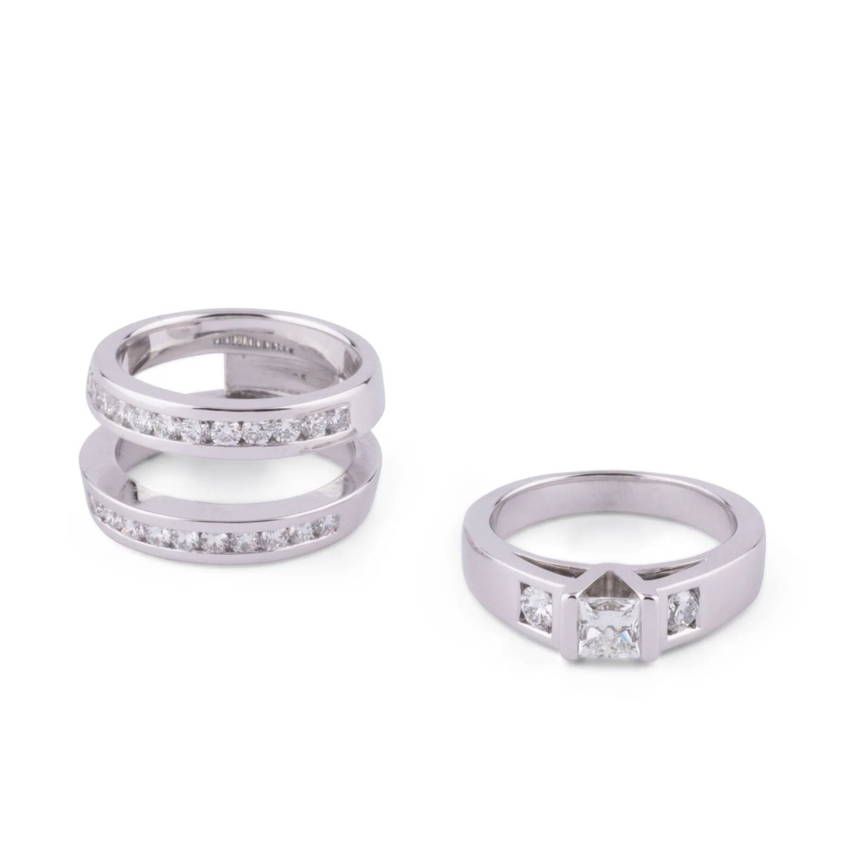 Bague or gris et diamant princesse - Castafiore