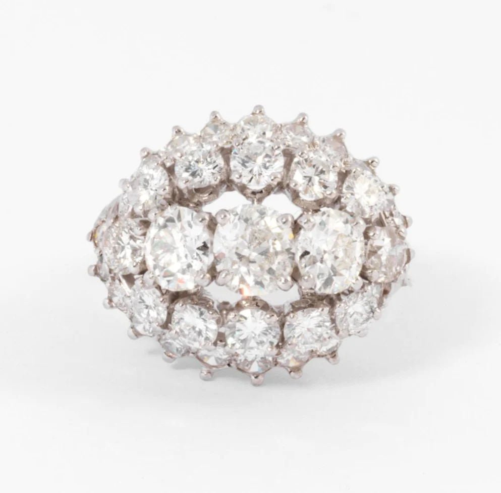 Bague or gris et diamants des années 1960 - Castafiore