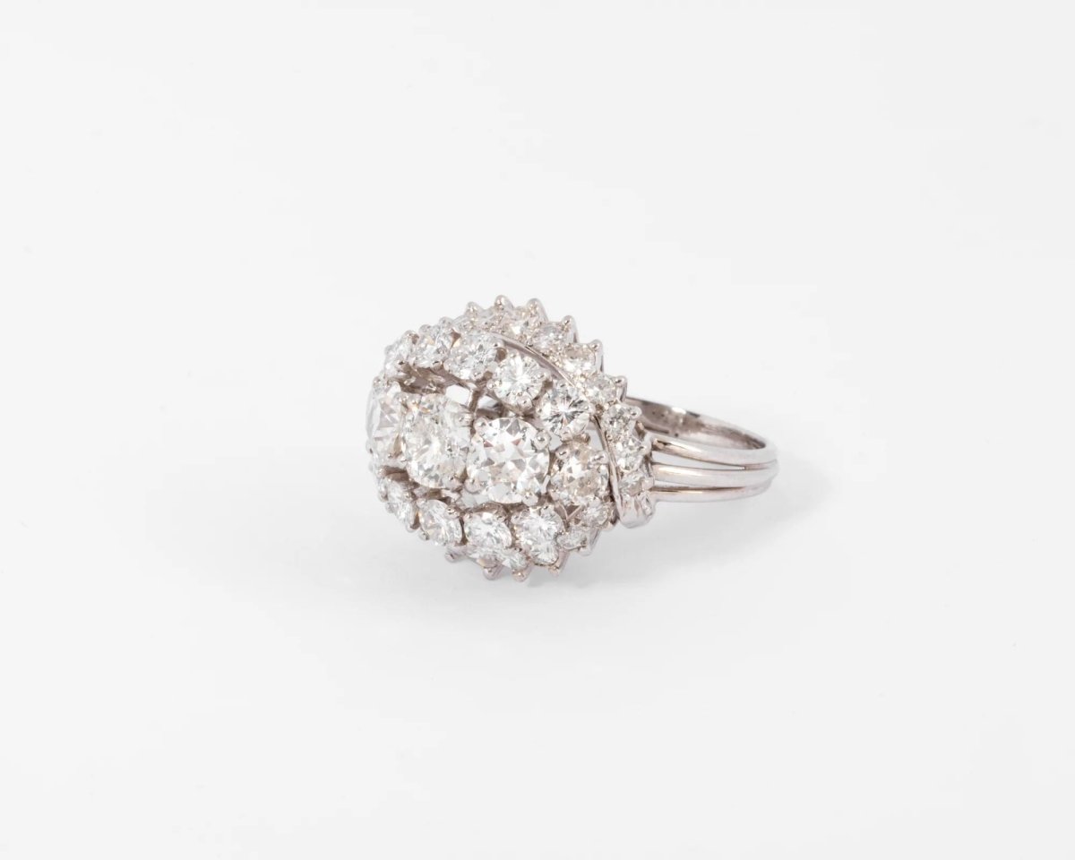 Bague or gris et diamants des années 1960 - Castafiore