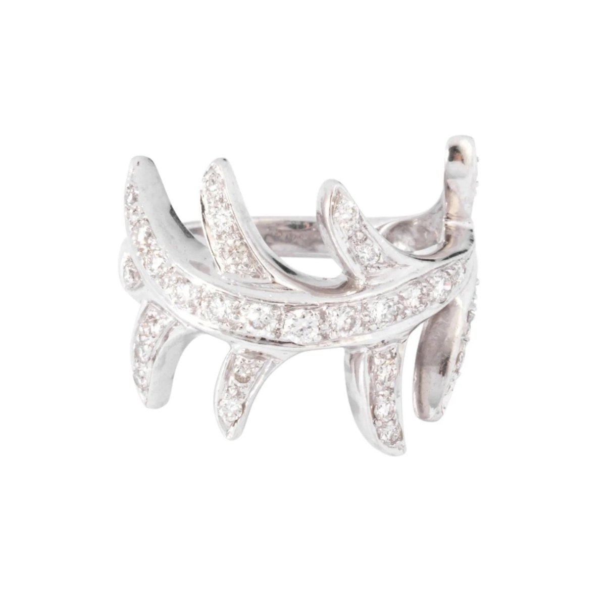 Bague or gris feuillages en diamant - Castafiore